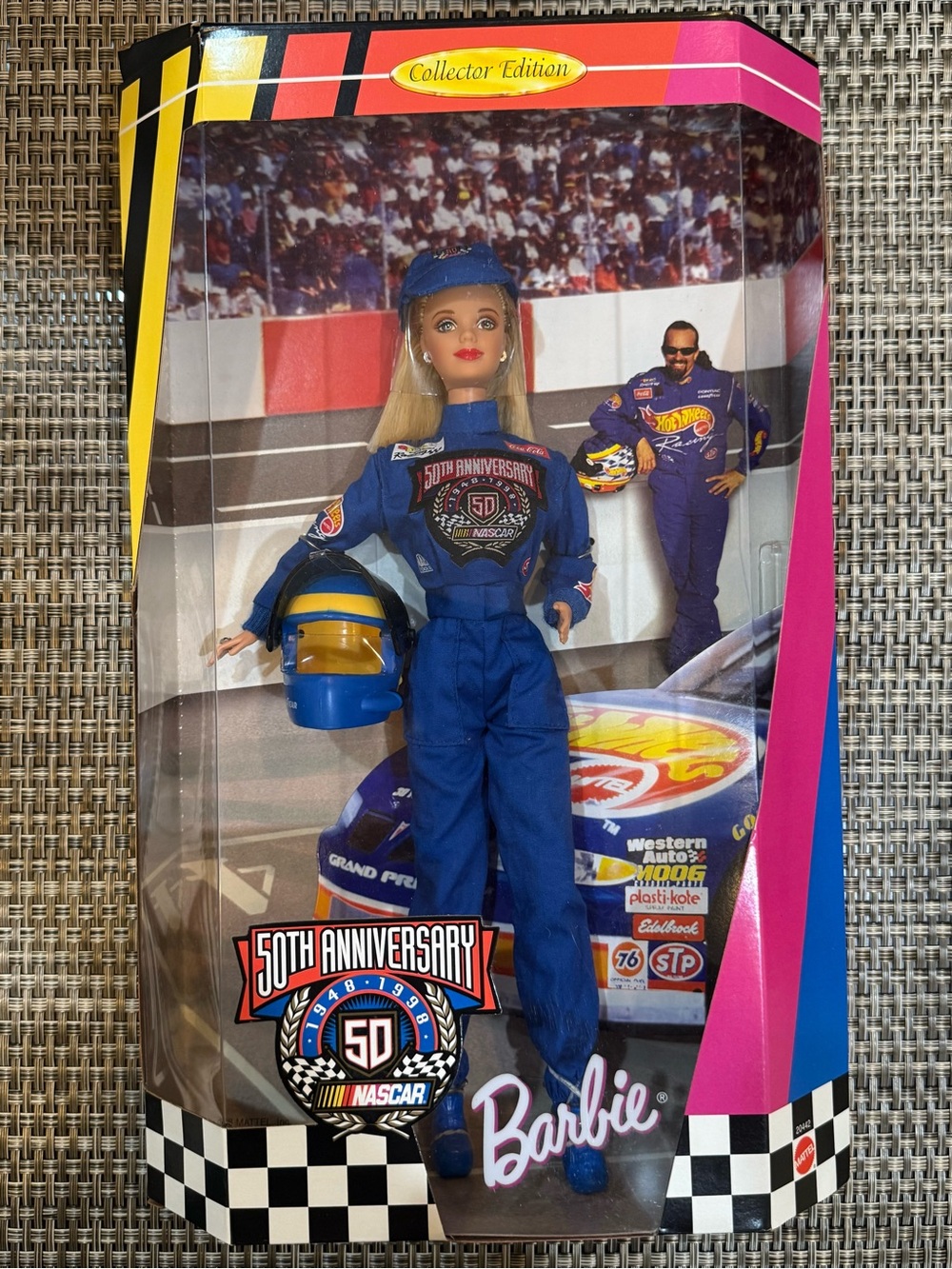 Barbie 50th Anniversary NASCAR Doll in Blue Racing Outfit